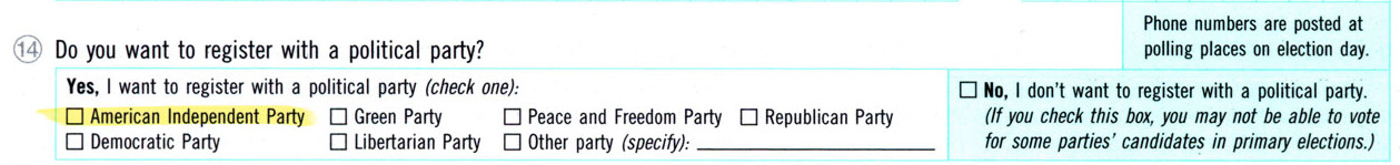 Many American Independent voters contacted by The Times said they mistakenly checked the highlighted box to the left rather than the 'No' option to the right.